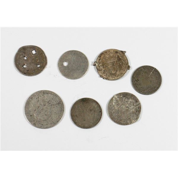 #46 ANTIQUE SILVER COIN LOT OF 7 ASSORTED NATIONS