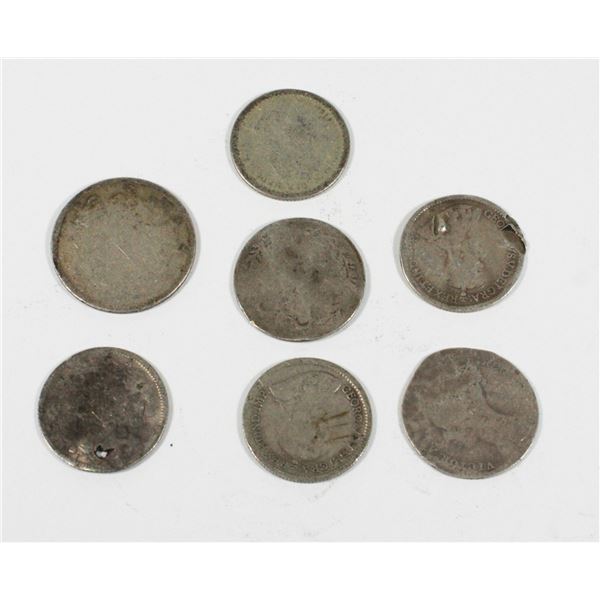 #47 ANTIQUE SILVER COIN LOT OF 7 ASSORTED NATIONS