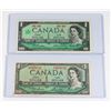 Image 1 : #65 LOT 1954 + 1967 CANADA ONE DOLLAR BILL NOTES