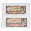 Image 1 : #68 LOT 2 1954 CANADA TWO DOLLAR BILLS NOTES