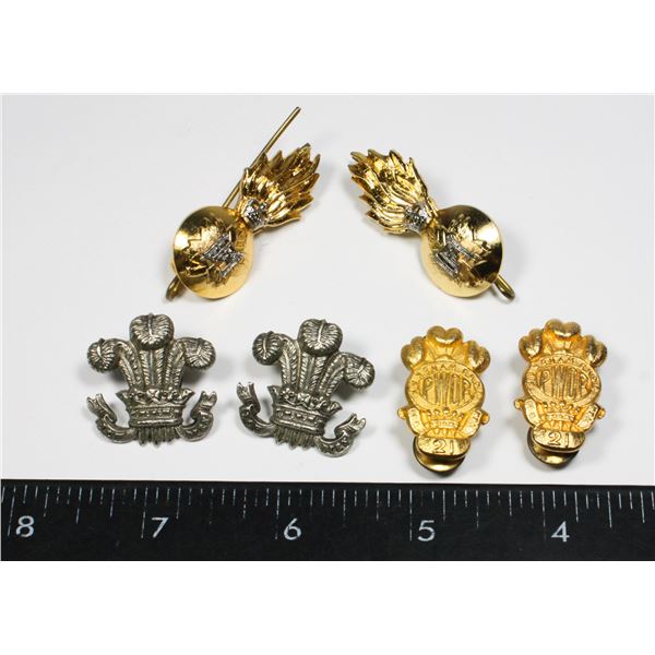 #219 3 SETS CANADIAN MILITARY COLLAR BADGES  PWOR