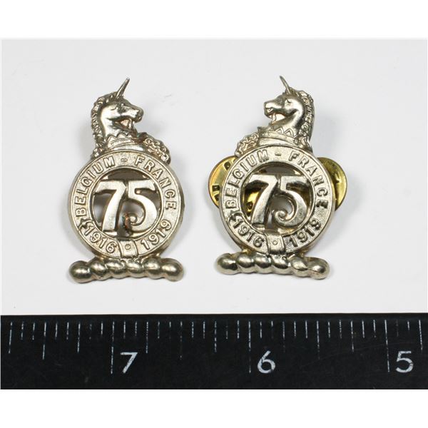 #220 75TH CANADIAN TORONTO SCOTTISH COLLAR BADGE