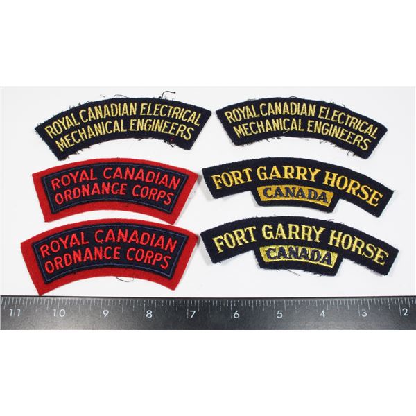 #257 3 PAIRS CANADIAN CLOTH SHOULDER TITLES RCEME