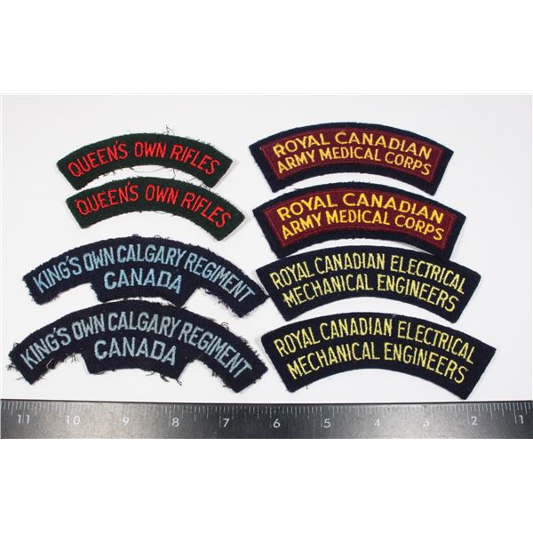 #258 4 PAIRS CANADIAN CLOTH SHOULDER TITLES RCAMC