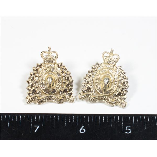 #274 RCMP COLLAR BADGE PAIR STAYBRITE VARIATIONS