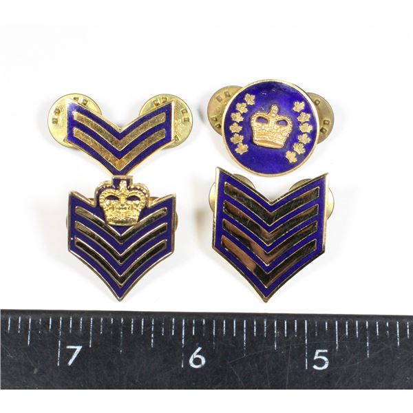 #275 RCMP METAL RANK BADGES LOT OF 4 1980'S