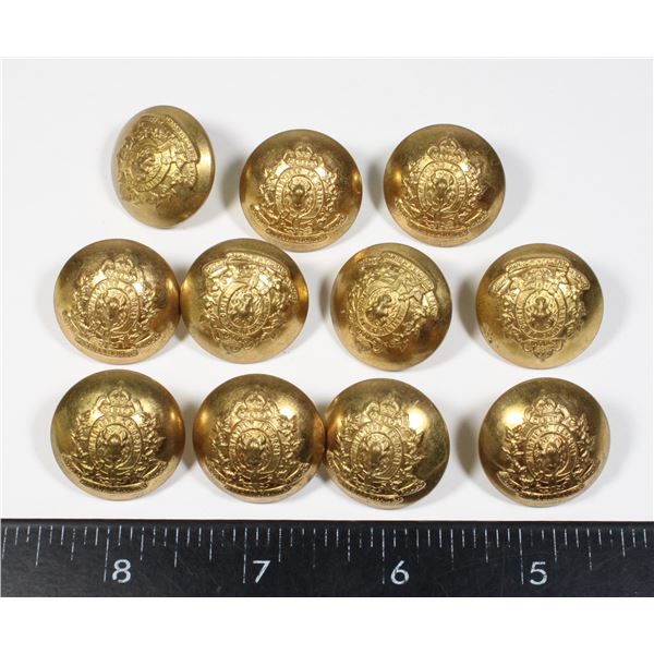 #280 11 KINGS CROWN RCMP BUTTONS LARGE W SCULLY
