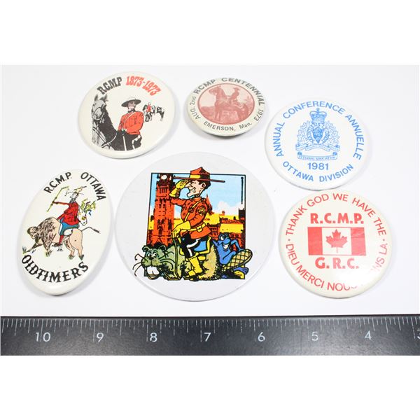 #309 LOT OF 6 ROYAL CANADIAN MOUNTED POLICE PINS