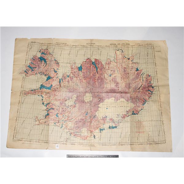 #317 WW2 BRITISH MAP OF ICELAND 1943 40 X 28