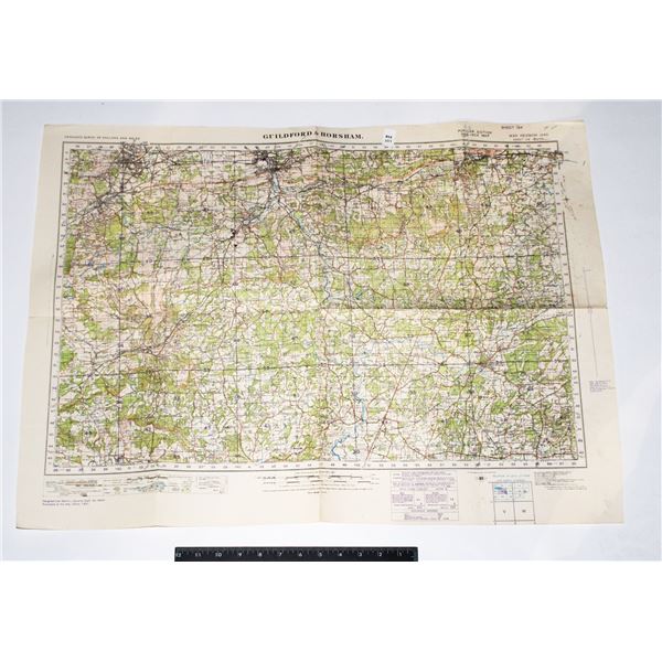 #318 WW2 BRITISH MAP 1940 GUILDFORD & HORSHAM