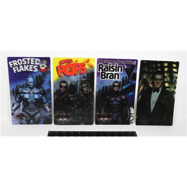 #492 SET 4 BATMAN AND ROBIN 1997 CEREAL 3D CARDS