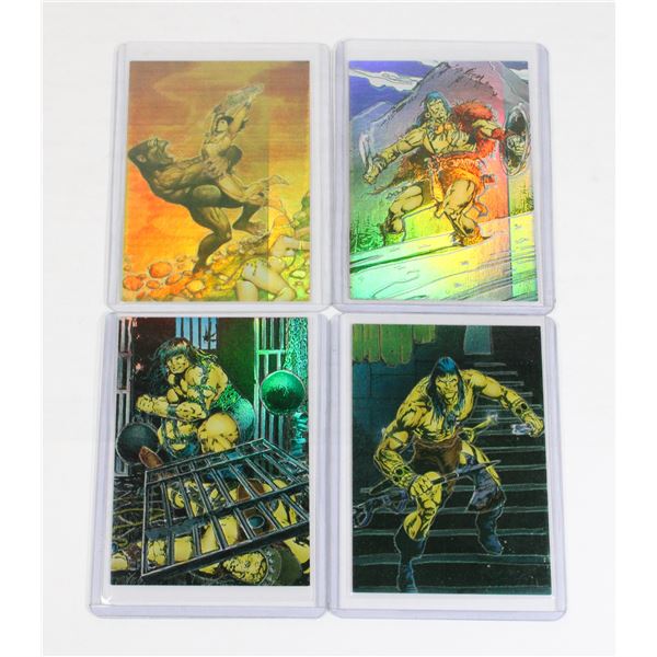 #607 1995 ALL CHROMIUM CONAN CARDS LOT OF 4