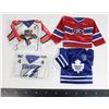 Image 1 : #622 LOT OF 4 MINIATURE HOCKEY JERSEYS, 1 SEALED