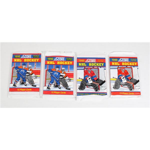 #642 SEALED 4 PACKS 1990 SCORE NHL HOCKEY CARDS
