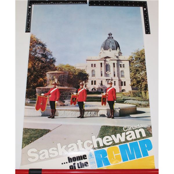 #723 VINTAGE RCMP SASKATCHEWAN POSTER 34X22 INCH
