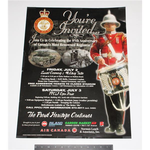 #758 PPCLI EDMONTON POSTER 85TH ANNIVERSARY