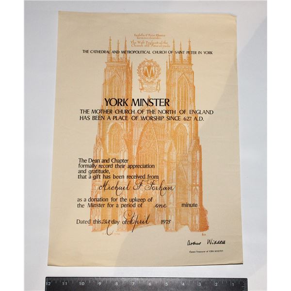 #759 1978 YORK MINISTER CHURCH  DONATION POSTER