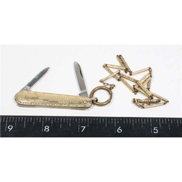 #772 ANTIQUE POCKET KNIFE GOLD FILLED WATCH FOB