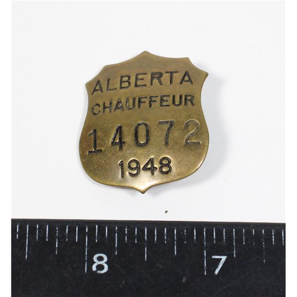 #866 1948 ALBERTA CHAUFFEUR BADGE 14072