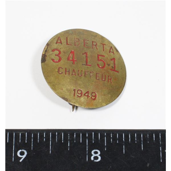 #867 1949 ALBERTA CHAUFFEUR BADGE 14151
