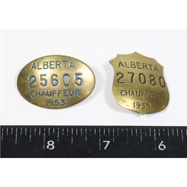 #869 1952 1953 ALBERTA CHAUFFEUR BADGE 27080/25605