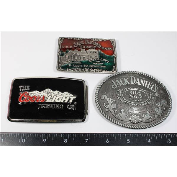 #874 MODER LOT 3 BELT BUCKLES JACK DANIELS COORS