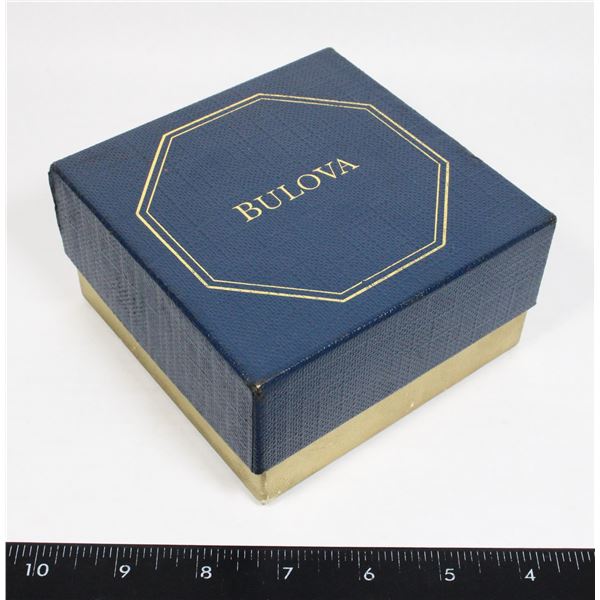 #885 BULOVA WATCH VINTAGE LARGE SIZE BOX GOLD/BLUE