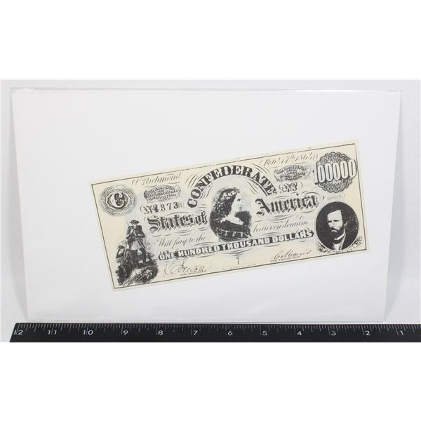 #886 REPRODUCTION COFERATE STATES OF AMERICA BILL