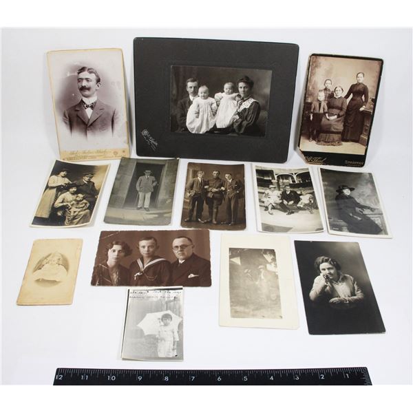 #887 LOT OF ANTIQUE BLACK AND WHITE FAMILY PHOTOS