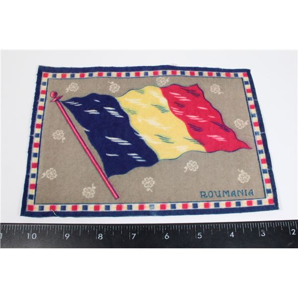 #894 VINTAGE ROUMANIA CLOTH FLAG 1900'S