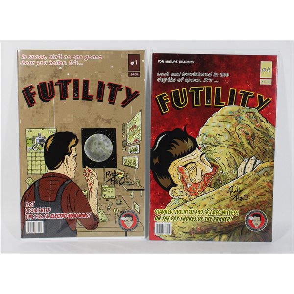 #1150 FUTILITY #1-#2 SIGNED COMIC RICK OVERWATER