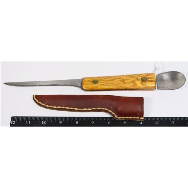 FISH KNIFE W/ SPOON ATTACHMENT + SCABBARD