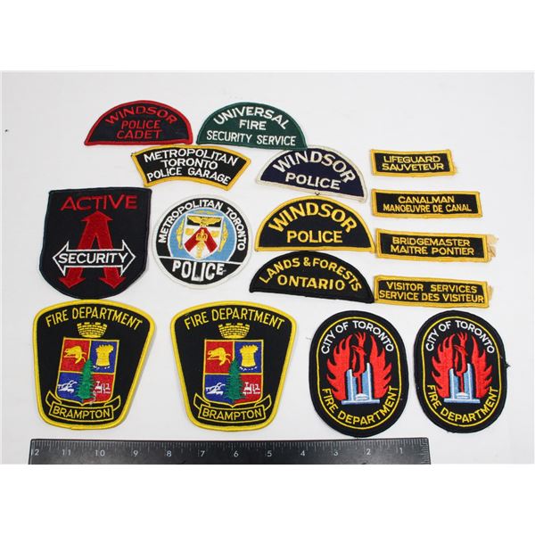 TORONTO WINDSOR POLICE FIRE PATCHES, AND