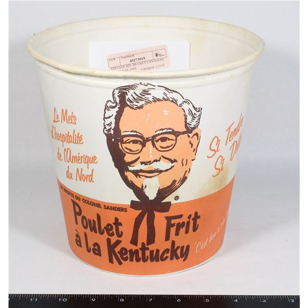 VINTAGE KFC BUCKET CANADIAN BILINGUAL 1954