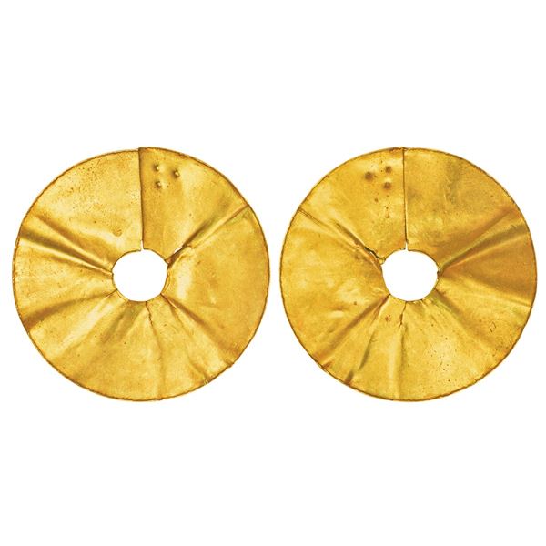 Ancient India: Indus Valley Civilization (mature phase, 2500-2000 BC), gold ornamental diskette