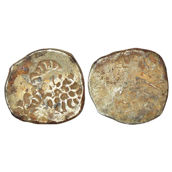 Ancient India: Archaic silver punch-marked coin - middle Ganges valley region, 'Jakhania hoard' type