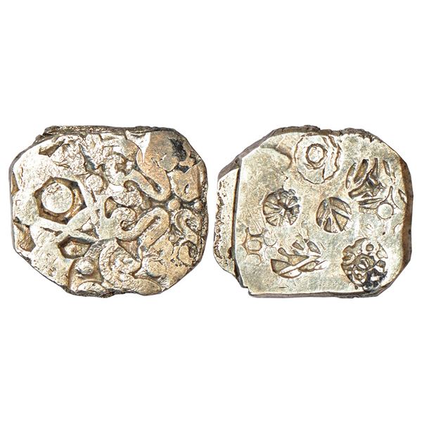 Ancient India: Archaic silver punch-marked coin - Middle Ganga Valley, 'Jais hoard' type