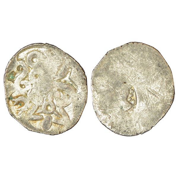 Ancient India: Archaic silver punch-marked coin - middle Ganges valley region, 'Rath hoard' type,