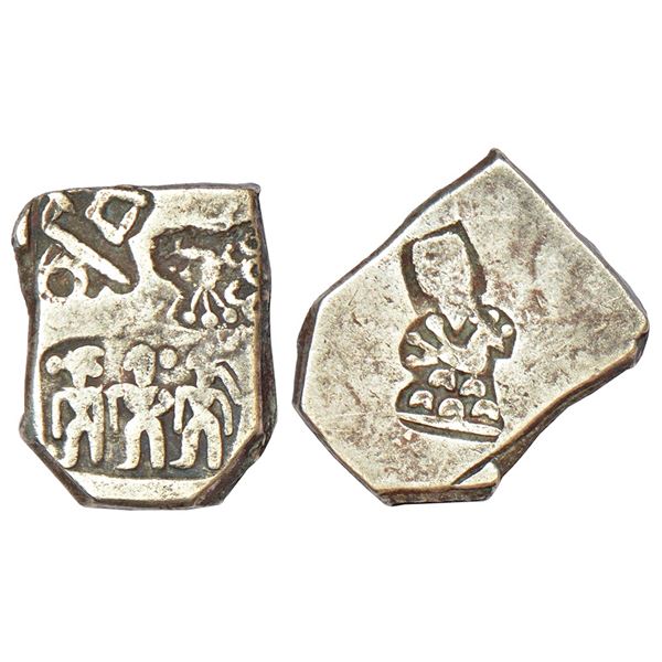 Ancient India: Imperial Magadhan silver punch-marked Karshapana coin (200-180 BC), GH series VII,