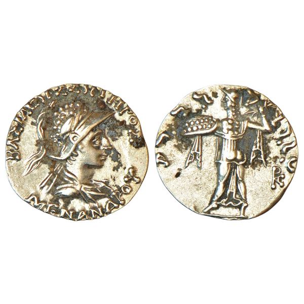 Ancient India: Indo-Greeks - silver drachm of Menander I Soter (c.155-130 BC), BN serie 16E, 2.48g.