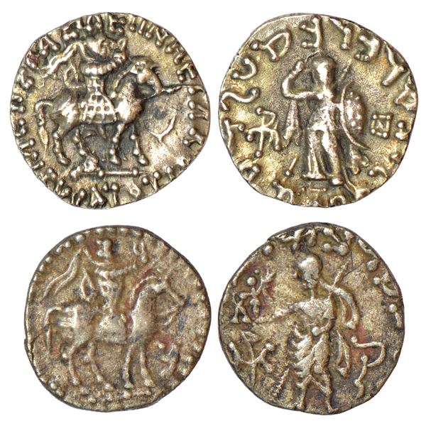Ancient India: Indo-Scythians - two silver drachms of Azes, (c.45-10BC), (a) MIGIS 859, 2.26g.