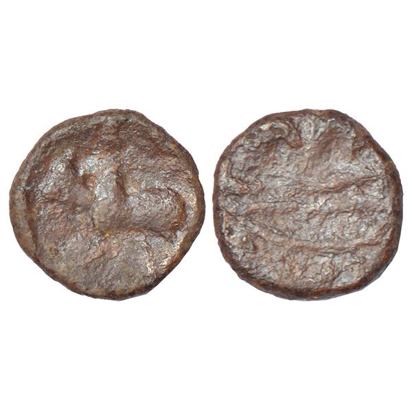 Ancient India: Mahatalavaras in South Andhra - uninscribed 'bull' type lead coin, (c.250-300 AD),