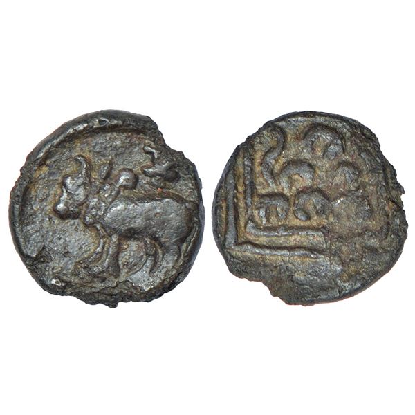 Ancient India: Mahatalavaras in South Andhra - uninscribed 'bull' type lead coin, (c.250-300 AD),