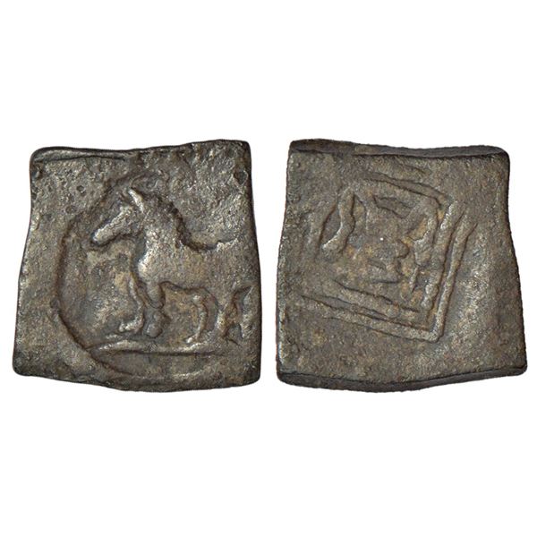 Ancient India: Mahatalavaras, Telangana/ Andhra region - uninscribed 'horse' type copper coin,