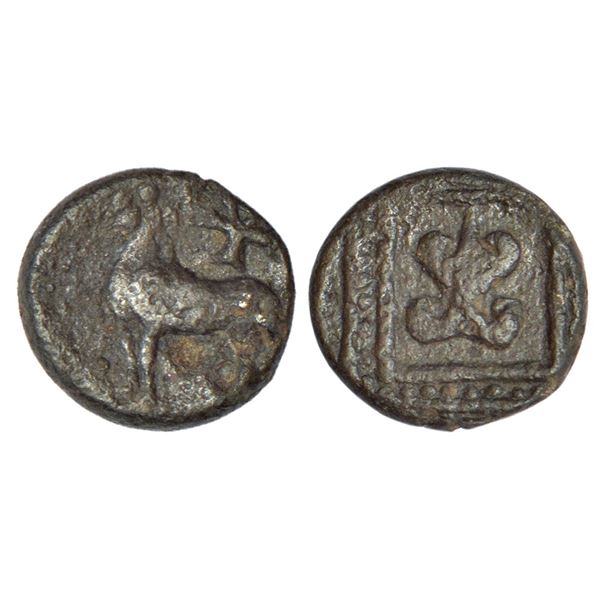 Ancient India: Mahatalavaras, Telangana/ Andhra region - uninscribed 'horse' type copper coin,