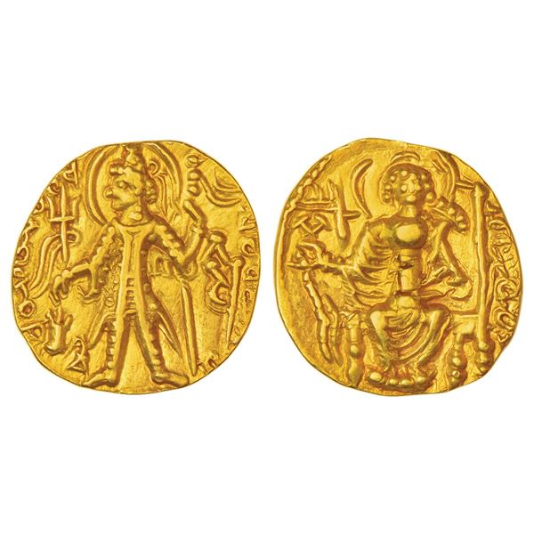 Ancient India: Kushans, gold dinar of Vasudeva II (c.267-300 AD), Goebl 576, 7.81g.