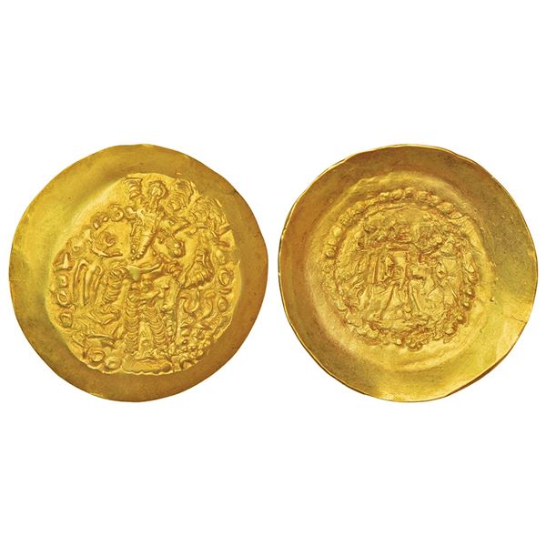 Ancient India: Kidarite Huns - gold dinar, (c. 340-345 AD), scyphate flan, struck in the name