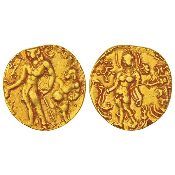 Ancient India: Gupta Empire, gold dinar of Chandra Gupta II (c.375-415 AD), 'Chhatra' type, S. Kumar