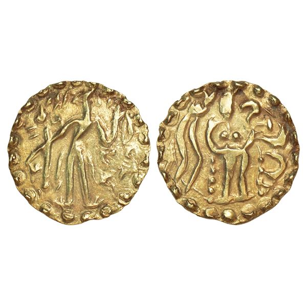 Ancient India: Post-Gupta coinage in Bengal, Samatata region - gold dinar of Virachandra,
