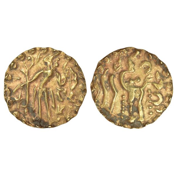 Ancient India: Post-Gupta coinage in Bengal, Samatata region - gold dinar of Jeevadharana Rata